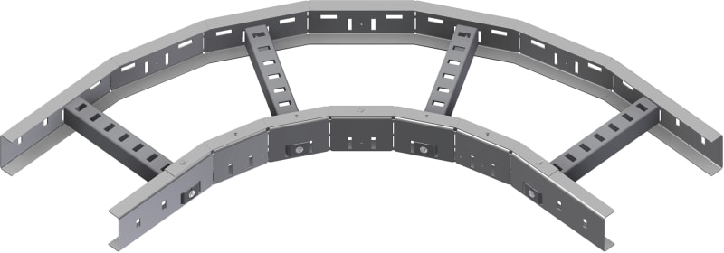 Øglænd System LOE55 Flat Elbow 90°, 500 mm, R300, Stainless Steel