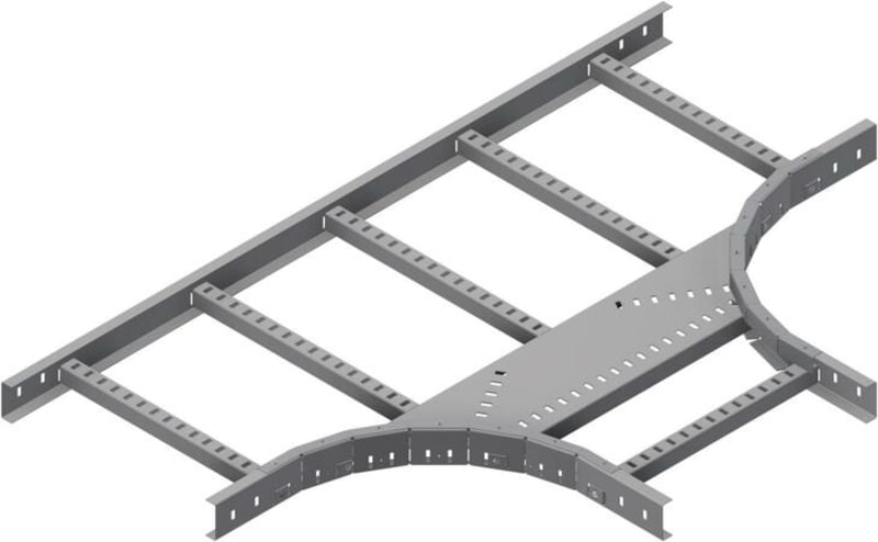 Øglænd System LOE55 Tee, 400/400 mm, R300, Stainless Steel