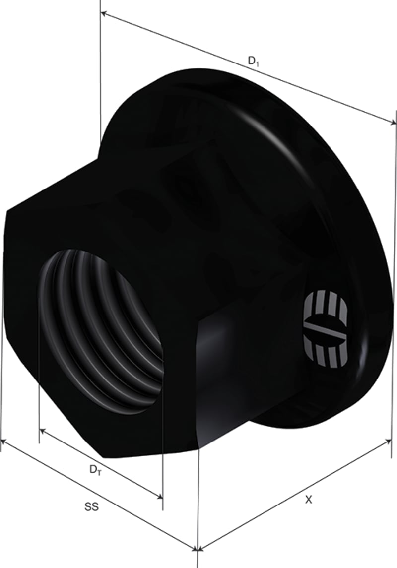 Øglænd System S-M Nut, 17 mm, M10, GRP (FRP)