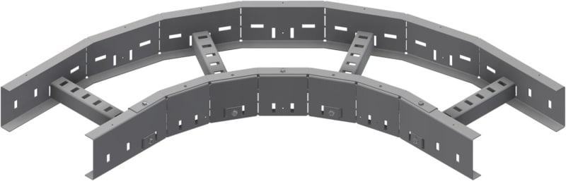 Øglænd System LOE75 Flat Elbow 90°, 200 mm, R300, Zinc-Magnesium Coated