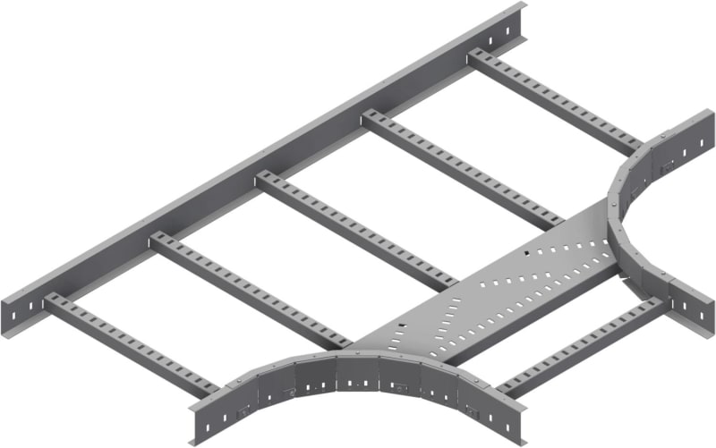 Øglænd System LOE75 Tee, 500/500 mm, R300, Zinc-Magnesium Coated