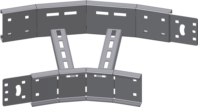 Øglænd System OE125 Flat Elbow 30°, 750 mm, R600, Stainless Steel