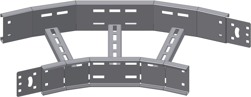 Øglænd System OE125 Flat Elbow 45°, 150 mm, R600, Stainless Steel