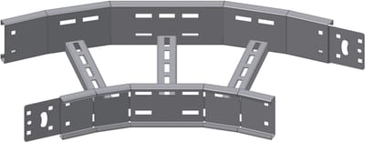 Øglænd System OE125 Flat Elbow 45°, 150 mm, R600, Stainless Steel