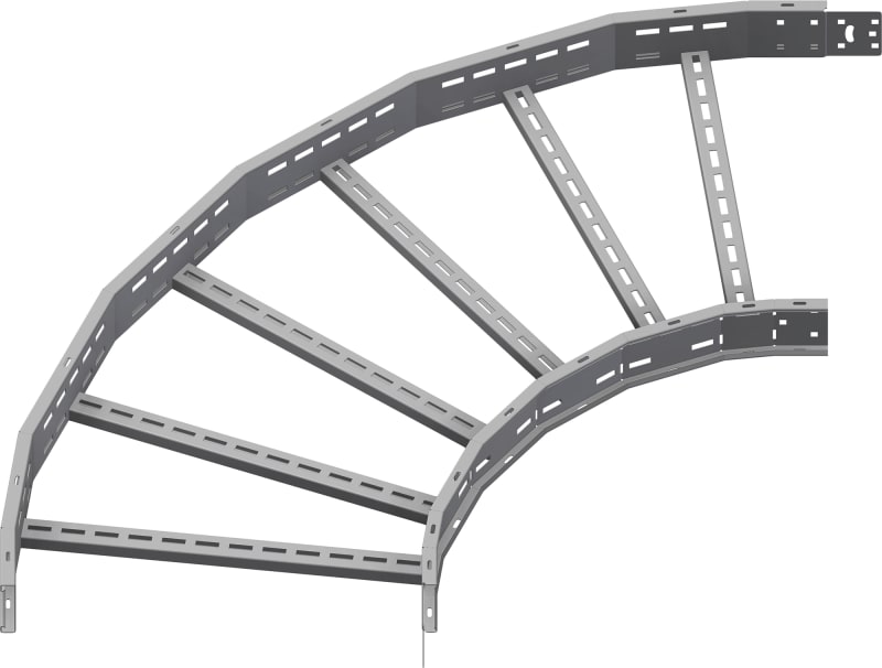 Øglænd System OE100 Flat Elbow 90°, 600 mm, R600, Hot-Dip Galvanised
