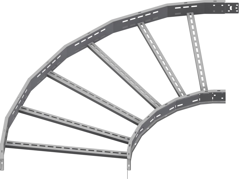 Øglænd System OE100 Flat Elbow 90°, 750 mm, R600, Hot-Dip Galvanised