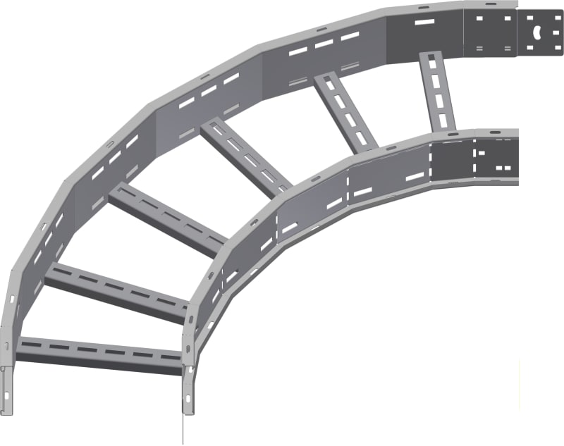 Øglænd System OE125 Flat Elbow 90°, 300 mm, R600, Hot-Dip Galvanised