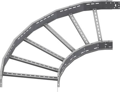 Øglænd System OE125 Flat Elbow 90°, 600 mm, R600, Hot-Dip Galvanised
