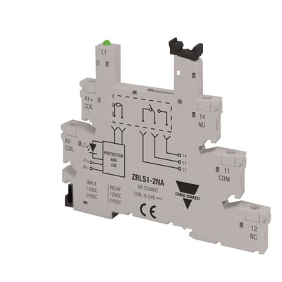 Carlo Gavazzi ZRLS12NA Slim relay socket for RSLM slim relays, 5-pin, 12/24 V AC/DC coil, screw terminals
