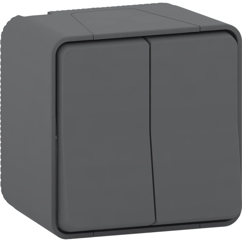 Schneider Electric MUR35022 Mureva Styl Surface Double 2-Way Switch 10 AX IP55 Anthracite