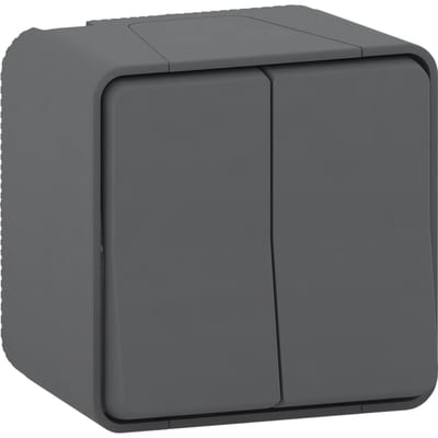Schneider Electric MUR35022 Mureva Styl Surface Double 2-Way Switch 10 AX IP55 Anthracite