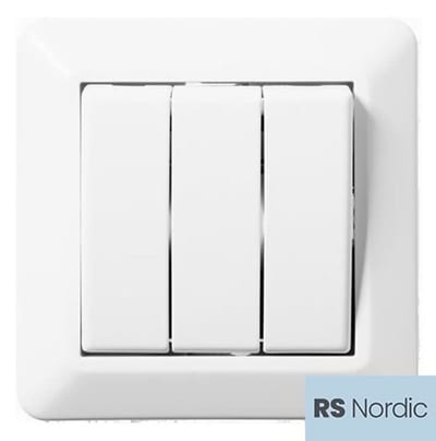 Switch 1+1+1 Pole Push-In Flush RS PURE WHITE