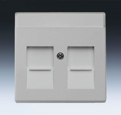 ABB Pure Stainless Steel 2x RJ45 Cover Plate with Dust Cover