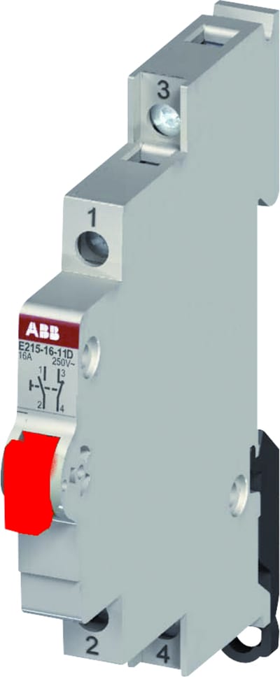 ABB 2CCA703151R0001 Pushbutton 1 NO + 1 NC, Rated current: 16A/250 VACPDC, Button colour: red, Module width 0,5