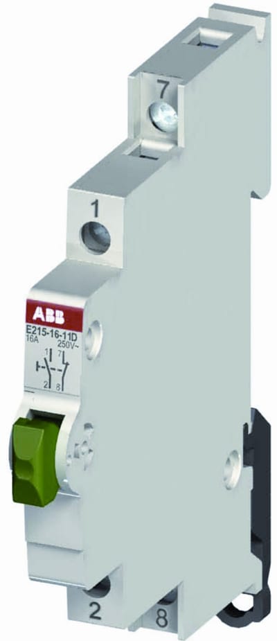 ABB 2CCA703153R0001 Pushbutton 1 NO + 1 NC, Rated current: 16A/250 VACPDC, Button colour: yellow, Module width 0,5