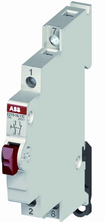 ABB 2CCA703154R0001 Pushbutton 1 NO + 1 NC, Rated current: 16A/250 VACPDC, Button colour: black, Module width 0,5