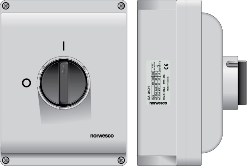 norwesco 4P Safety Switch 80 A with Auxiliary Contact IP65 (301154)
