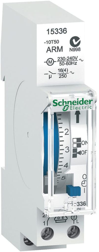 Schneider Electric 15336 IH Mechanical Time Switch, 18 mm, 1 Module