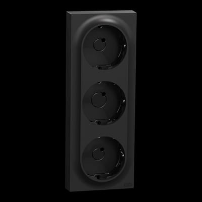Triple wall-mounted cover low One Black