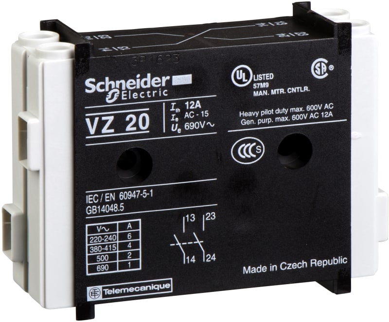 Schneider Electric VZ20 TeSys VARIO - auxiliary contact block - 1 NO + 1 NO