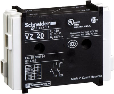 Schneider Electric VZ20 TeSys VARIO - auxiliary contact block - 1 NO + 1 NO