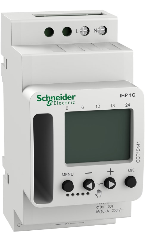 Schneider Electric ACTI9 IHP 1C w (24H/7D) programmable time switch CCT15441