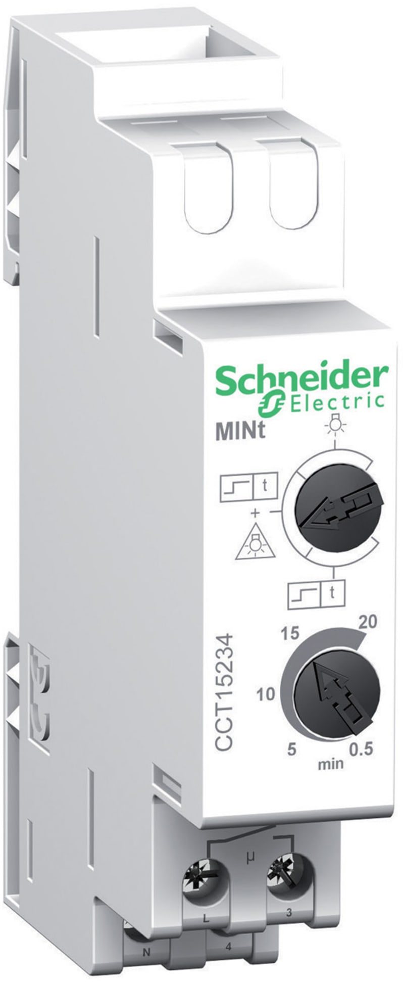 Schneider Electric ACTI9 - MINt - silent electronic timer - adjustable from 0.5 to 20 minutes CCT15234