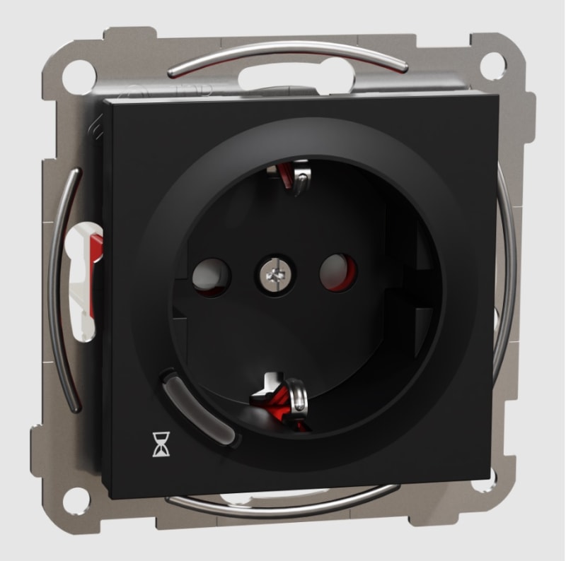 Plus single socket with timer 16A Black (EKO60001)