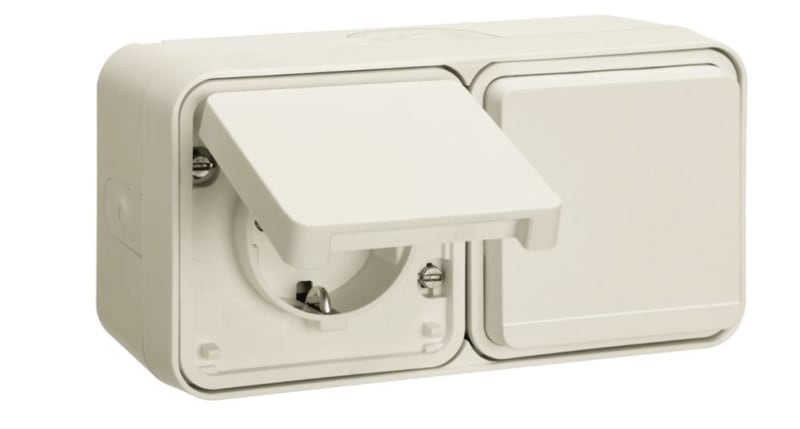 Double socket with cover IP55 white (47753542)