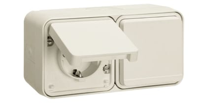 Double socket with cover IP55 white