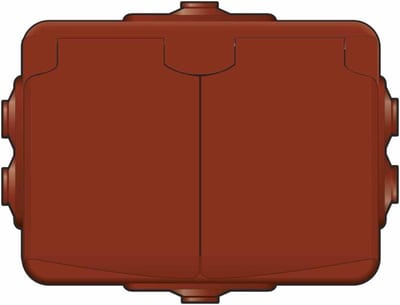 Double socket outlet red