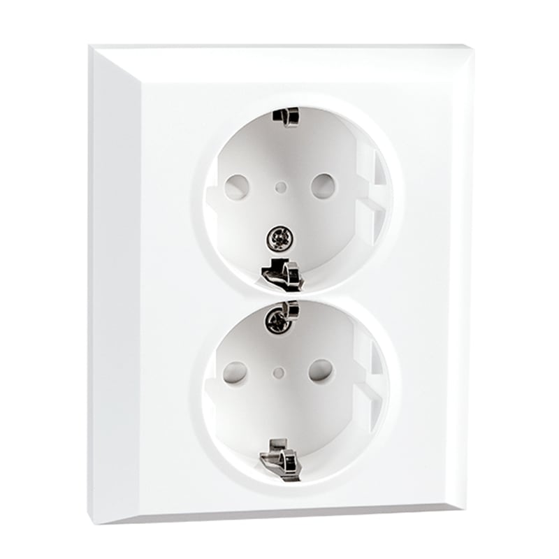 Socket IF, double, with earth, white (77010)