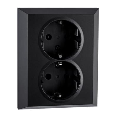 IF Double Socket Outlet with Earth, Black