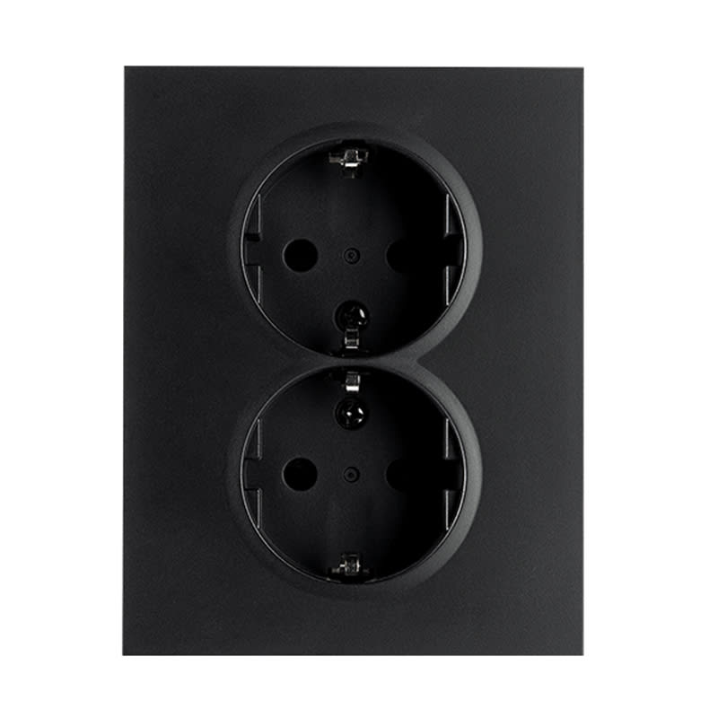 IF Double Socket Outlet with Earth, 1.5 Box, Black (77021)