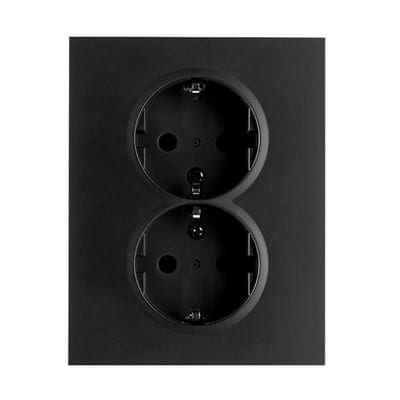 IF Double Socket Outlet with Earth, 1.5 Box, Black