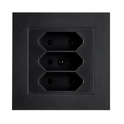 SG Armaturen 77031 IF Euro 3-way Socket Outlet, Black IP21