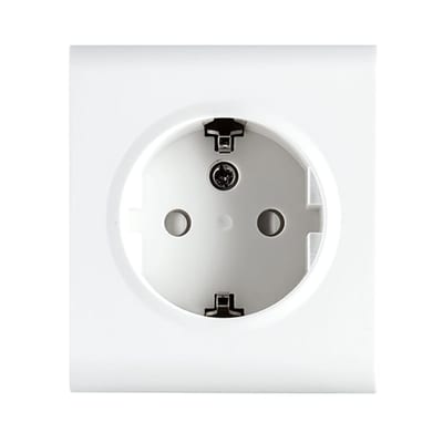 PV Single Socket Outlet with Earth, White