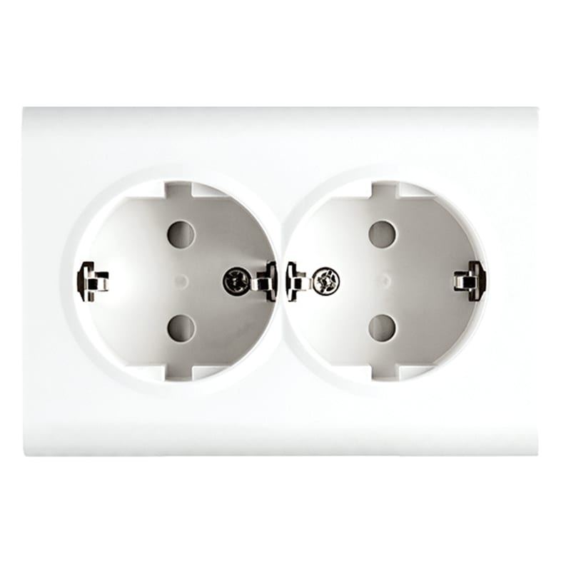PV Double Socket Outlet with Earth, White (77510)