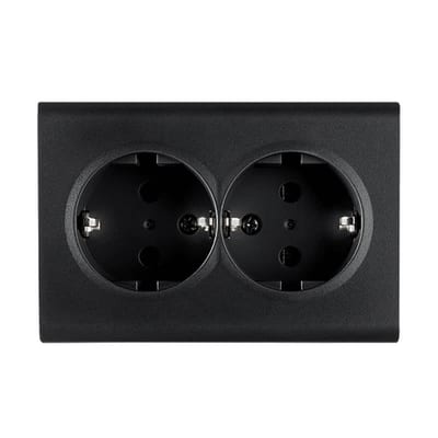 PV Double Socket Outlet with Earth, Black