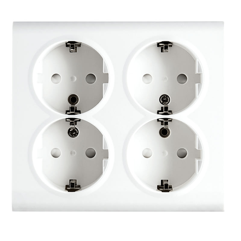 PV 4-Way Socket Outlet with Earth, White (77520)