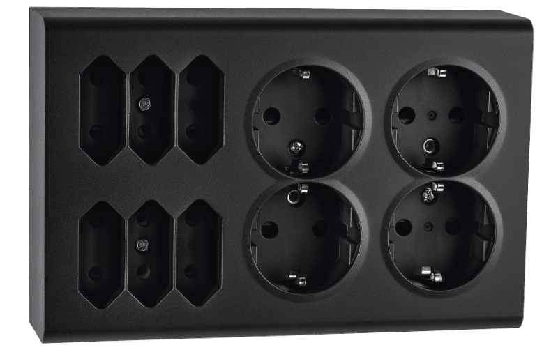SG Armaturen PV 4+6 Euro Socket with Earth Black (77531)