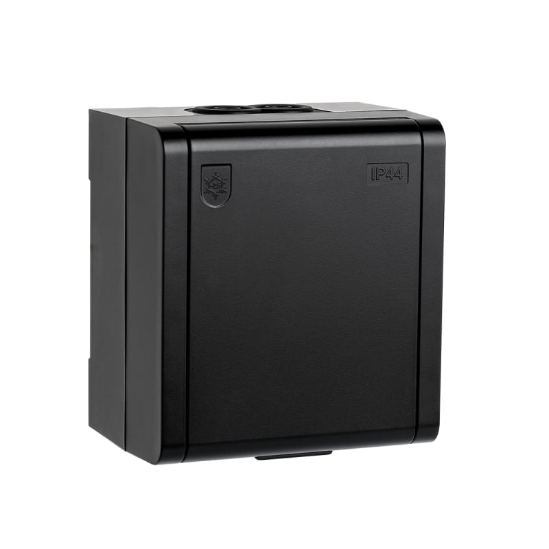 SG Armaturen PV IP44 Single Socket with Earth Black (77541)