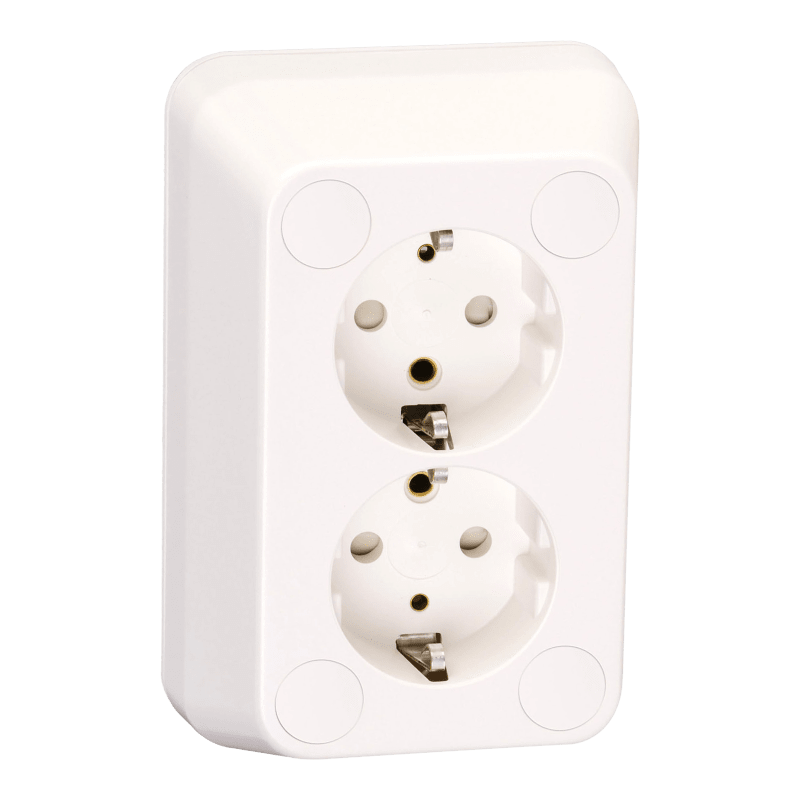 Robust double socket, with touch-guard shutter + earth, quick-terminal, PV (WDE000924)
