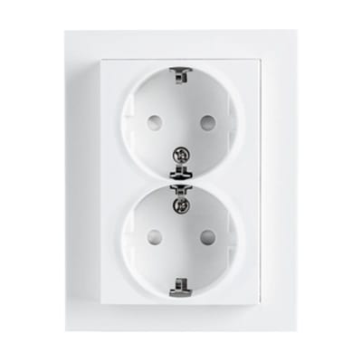 Socket IF, double, refurbishment, with earth, white