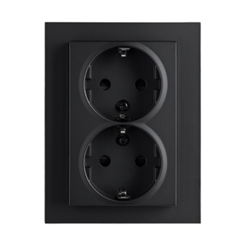 IF Double Rehab Socket Outlet with Earth, Black (1501508)