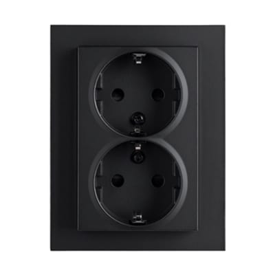 IF Double Rehab Socket Outlet with Earth, Black