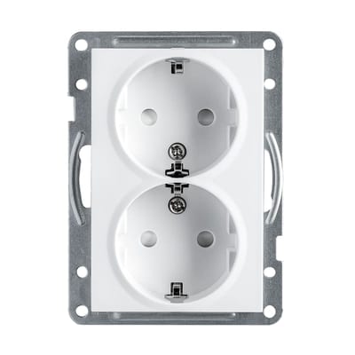 IF Double Socket Outlet with Earth, 1.5 S, White