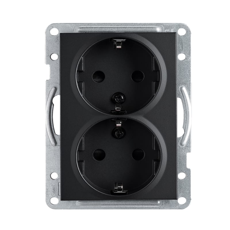 IF Double Socket Outlet with Earth, 1.5 S, Black (1501510)