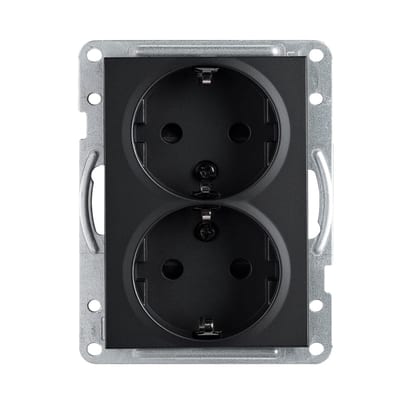 IF Double Socket Outlet with Earth, 1.5 S, Black