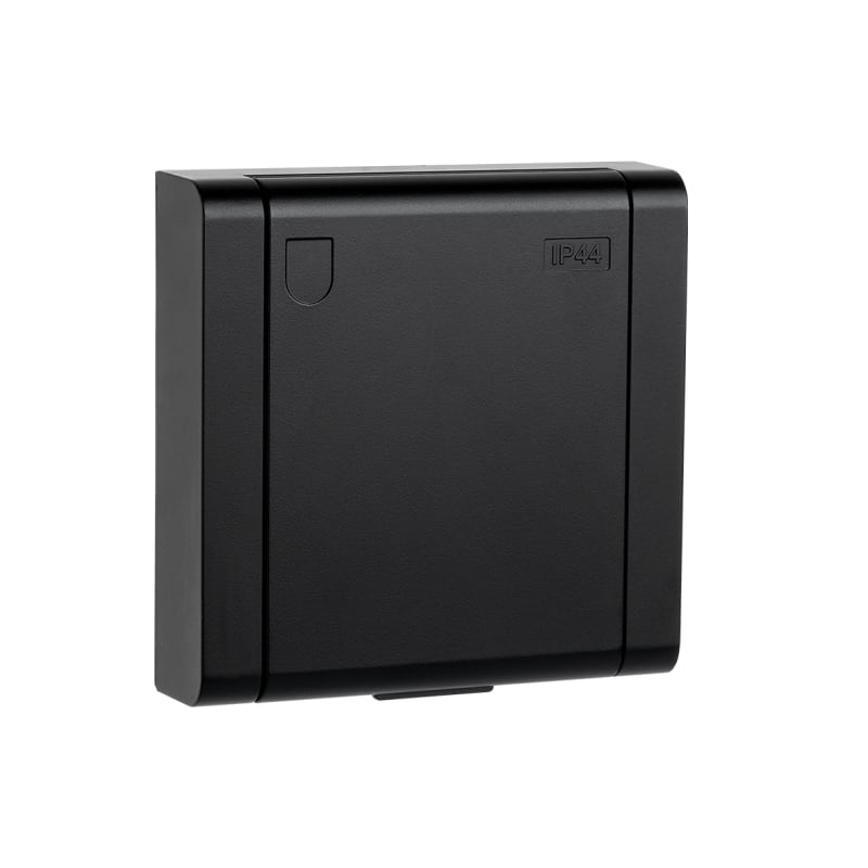 SG Armaturen 77081 IF IP44 Single Socket Outlet with Earth, Black